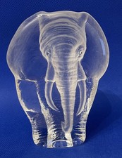 Vintage Swedish Mats Jonasson Art Glass Elephant Paperweight Signed free post