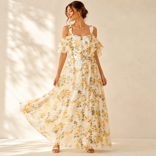 Cottage yellow floral maxi - cottage,