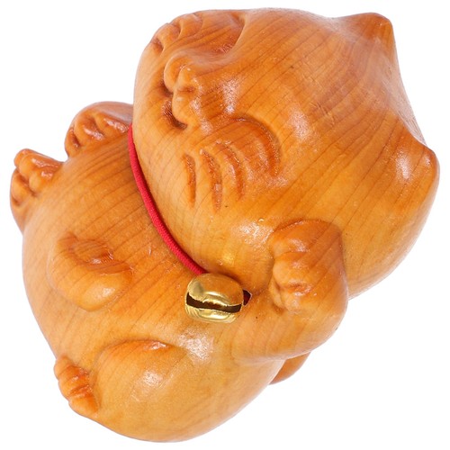 Wooden cat sculpture - wooden,