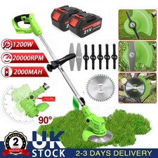 21V Cordless Strimmer Grass Trimmer Electric Tree Garden Edger Cutter 2 Battery