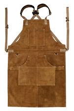 Leather Work Apron – Heavy Duty Tool Apron 6 Pockets for Woodworking & Welding