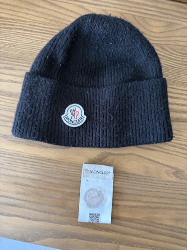 Moncler black knit beanie hat - knit,
