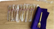 12 Gold Plated Pastry Forks 14