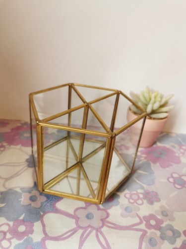 Vintage rotating brass glass - brass,