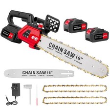 16 inch Cordless Chainsaw,Electric Handheld Wood Cutter + 2Batteries + Charger