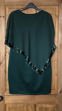 Green sequin cape layer dress