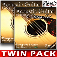 ACOUSTIC GUITAR Strings 2xPACKS Phosphor Bronze Steel Extra Light 10-47 - ADAGIO