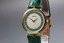 [Exc+5] Vintage GUCCI 2000M 30mm Green White Dial Quartz Men's Watch From JAPAN