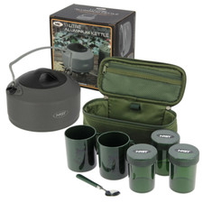 NGT CARP FISHING KETTLE BREW KIT SET 2 CUPS 3 POTS TEA CASE TACKLE CAMPING