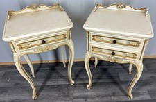 Pair of Bedside Tables Vintage Shabby Chic Louis Nightstands Cabinets LOT 4341