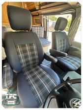 Custom Made SEAT COVERS FOR VW T4 T5 T6 ECO LEATHER & Tartan Seats 1+1