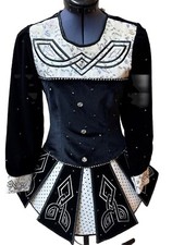 Irish Dance Solo Dress White and Black w/ Bling Gaelic Designs *See Description*