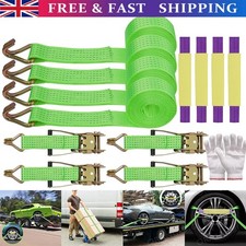 4*HEAVY DUTY RATCHET RECOVERY STRAPS CAR TRAILER TIE DOWN ALLOY WHEEL BELT 5 TON