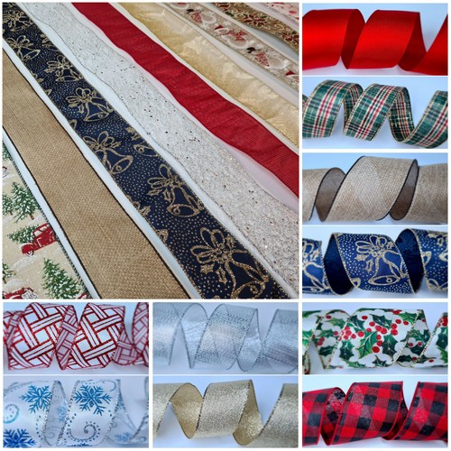 Christmas ribbon wired edge - wired,