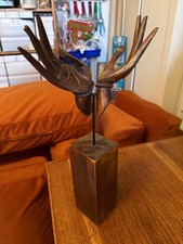 BUDDHA Mudra HANDS Statue, large wooden base Wood carving Indonesia Bali Art