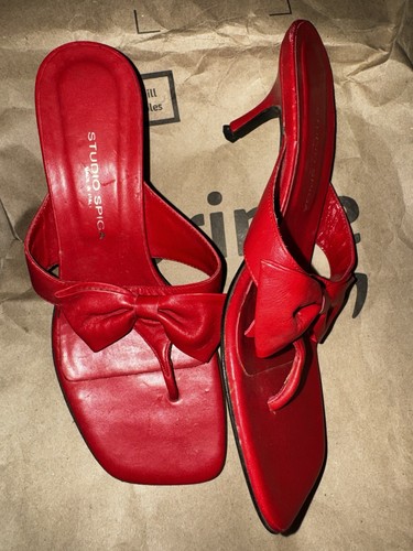 Vtg red leather square - leather, flip