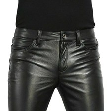 Mens Black Leather Trousers