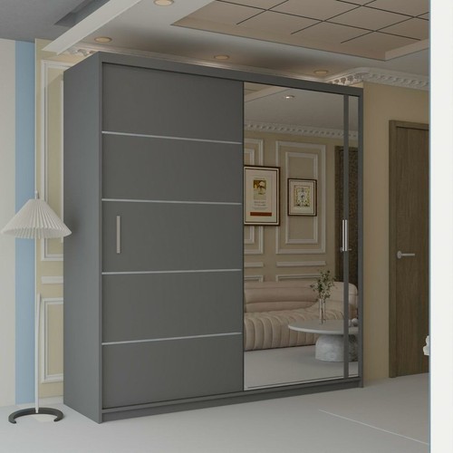 Lyon mirrored sliding wardrobe - mirrored,