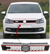 Fits VW Polo GTI ONLY 2009-2014 Front Centre Main Grille W/ Red Trim