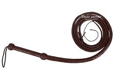 INDIANA JONES BULL WHIP HUNTER BROWN 100 % REAL LEATHER 10 FOOT LONG Bull Whip