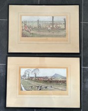 Framed Fox Hunting Prints Pair