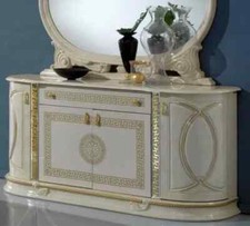 NEW VENUS DESIGN CREAM & GOLD ITALIAN HIGH GLOSS 4 DOOR SIDEBOARD