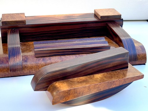 Art deco burr - desk, set