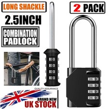 2 Pack Long Shackle Combination Lock 4 Digit Outdoor Padlock School Locker