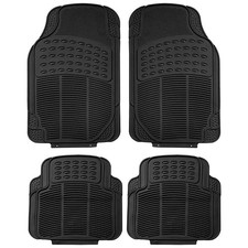 4PCS HEAVY DUTY UNIVERSAL BLACK RUBBER CAR MAT SET NON SLIP VAN MATS