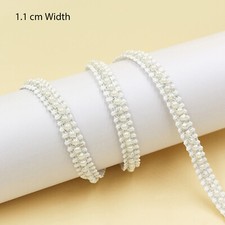Pearl Beaded Lace Trim Ribbon