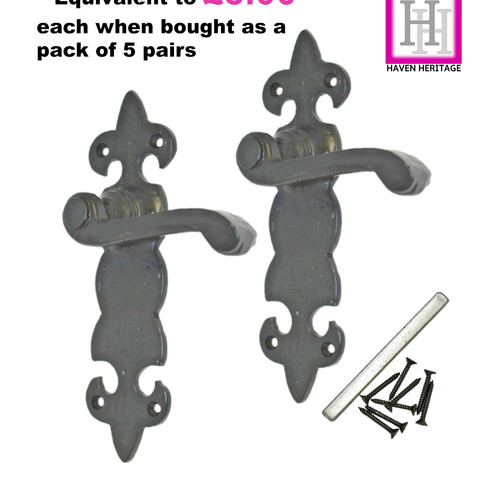Black antique door handle - door,