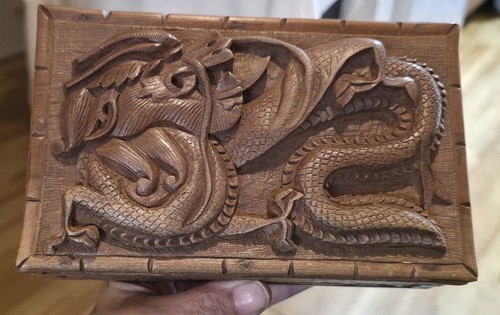 Vintage carved walnut wood - vintage,