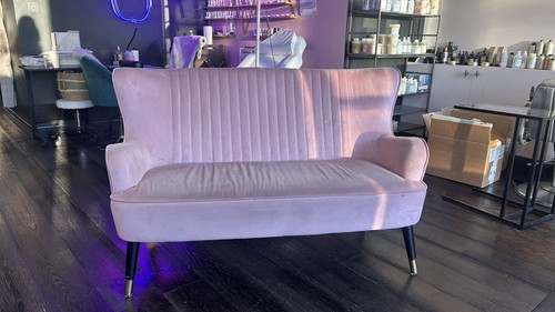 Pink velvet loveseat sofa - velvet,