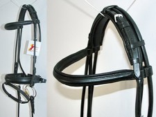 FSS ROLLED German Comfort Padded POLL Guard Crank Hanoverian SNAFFLE Show Bridle