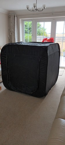 Large black out pop tent - black, up