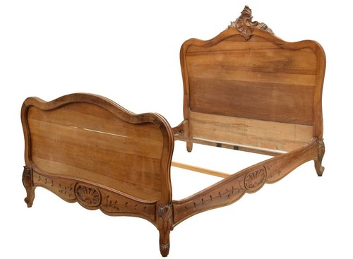 French carved oak bed - carved,