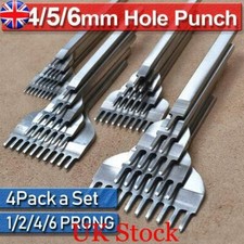 4X 3/4/5/6mm Leather Craft Pricking Iron Lacing Stitching Chisel Hole Punch Tool