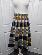 Rene Derhy Skirt Checked Circle Skirt Size M Winter Midi Classic Elasticated 