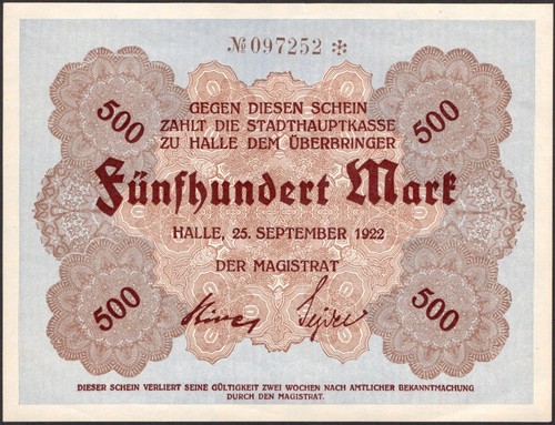 500 mark 1922 city halle - -, /