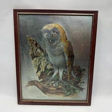 Audrey North Framed Owl Print Barn Owl Picture Brown Wooden Frame