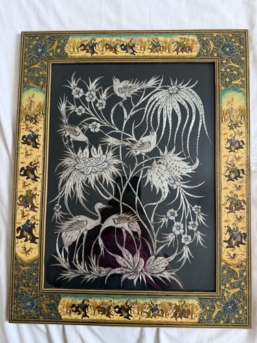 Vintage persian miniature bird - miniature,