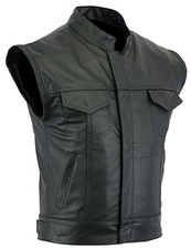 Mens Motorbike Genuine Cowhide Leather Vest Cruiser Fashion waist coat