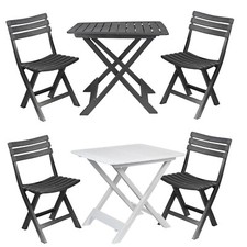 Portable Camping Plastic Picnic Tray Table And 2 Chairs Folding Furniture Set