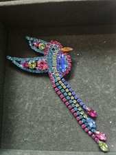 Vintage Butler and Wilson Signed Hummingbird Brooch, Multicoloured Crystals