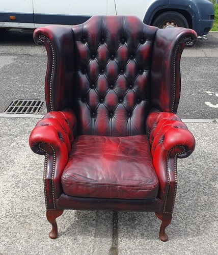 Oxblood leather chesterfield - leather,