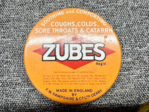 Vintage zubes cough drops tin - zubes,