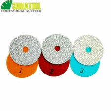 Dia 4in/100mm 3-Steps Diamond Resin Bond Sanding Discs Dry / Wet Polishing Pads