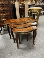 Nest of Tables Louis XVI French with Marquetry & Ormolu Detail Walnut & Mahogany