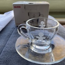 Alessi Of Italy Single Girotondo Glass Mocha Cup And Saucer Unused And Boxed
