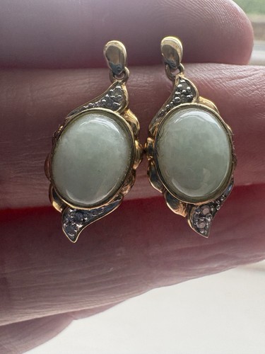 9ct gold jade diamond - gold,